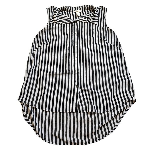 H&M‎ Sleeveless Black and White Striped Button Down Size 10 / M EUC - Picture 1 of 5